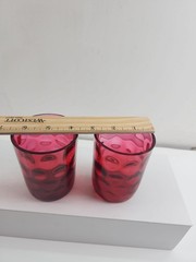 Fenton Coin Dot Optic Cranberry Glass 3.75″ Tumbler Set of two