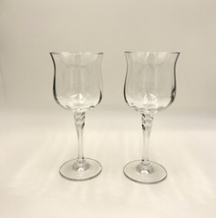 2 Towle Silhouette 7 1/2″ Crystal Wine Glass Optic Bowl Multi Sided Stem