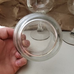 Etched Glass Goblets 6 3/4 Inches Tall Set Of 2 With Cup, Etched «S» On Cups