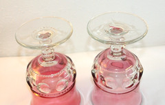 Tiffin Franciscan Kings Crown Cranberry Flash (top/bottom) Water Goblet Set of 2