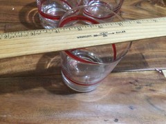 2 Retired PIER 1 SWIRLINE RED double old fashioned 14 OZ GLASS 4 3/4” MINT