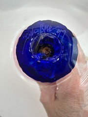 Tyler Rock Signed Hand-Blown Art Glass Goblet – Cobalt, Amber & Rose, 1997