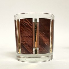 10 ct Vintage Libbey Wood Grain Gold Stripe Tumblers & Old Fashion Rocks Glasses