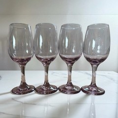 Set x4 Vintage Libbey Premiere Pink Plum Wine Glasses Purple Amethyst Glass ‘90s
