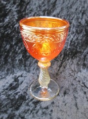 Antique Fenton Sailboats Golden Carnival Glass Wine or 4 1/2″ Cordial plus M Cup