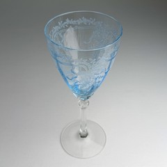 SET OF 6 Fostoria JUNE BLUE Goblets Elegant Etched Water Glases 10oz 8 1/4″