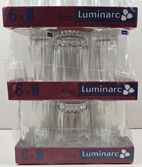 18) Luminarc Lancer 9 Oz Flat Tumblers Set Vintage Clear Cut Cristal Arcoroc Lot