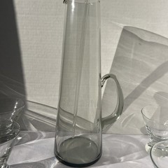 MCM 13″ Per Lütken Holmegaard Kastrup Smoke Glass Martini Pitcher W/4 Glasses