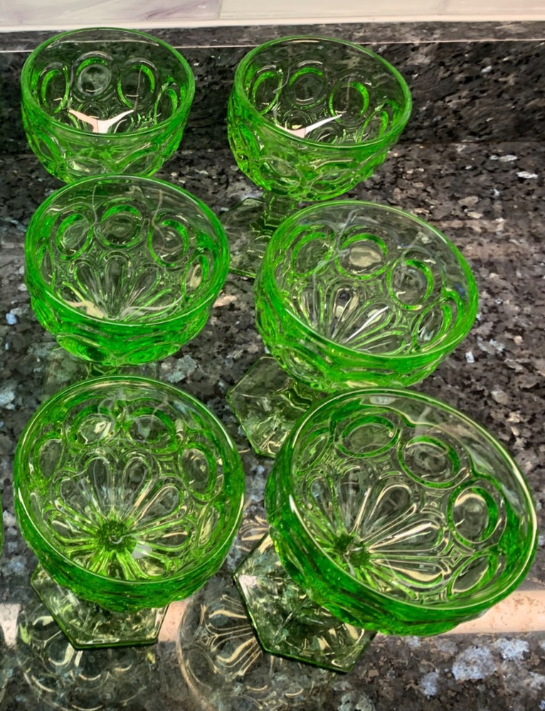Fostoria Set of 6 Moonstone Sherbet Dessert Glasses 5″ tall 3 3/4″ diameter