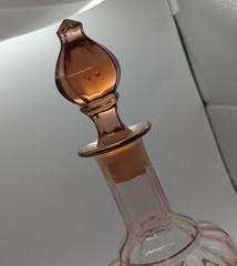 Antique Pink Depression Decanter Original Stopper Gold Trim 12 1/2”