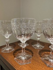 Villeroy Boch w/mark, Miss Desiree 2 Water Stems Laurel Wreath & Panels Glasses
