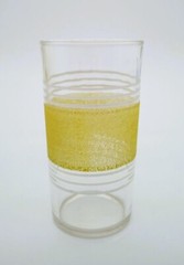 Vtg. Small Granite Yellow band and Clear Glasses (set of 10) Retro 60s Glasses