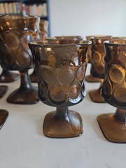 Vintage Noritake Spotlight Walnut Brown Goblets 14 Pieces Mid-Century Glasses