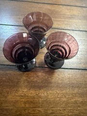 Royal Leerdam Amethyst Cordial Glasses, 1920s Corduroy Optic Footed Tumblers