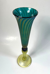 Vintage Signed Rick Strini Art Glass Iridescent Champagne Glasses Set of 2