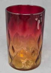 Antique New England Glass Blown Optic Molded Amberina Tumbler Late 1800s