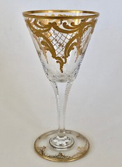 Exceptional Set of 10 Antique Moser Gilded Rococo Wine Glasses (c. 1890–1900)