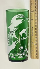 Vintage Anchor Hocking Glass WILD GEESE Forest Green 6″ Novelty Tumbler 1956