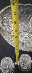 LE Smith 14.5″X8″ Punch Bowl ,10 Cups Pinwheel & Stars Etched & Plastic Ladle