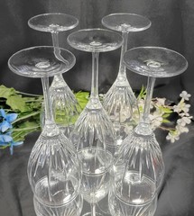 5 Cristal D’Arques ENCHANTE Contemporary Cut Crystal Water Goblets Wine Glasses