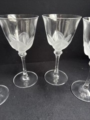 4 Vtg Cristal D’Arques Durand FLORENCE Crystal Frosted Tulip Wine Glasses France
