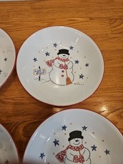 4 Corning Corelle FROSTY MORN Snowman Pasta Bowls 8 1/2″ No Scratches