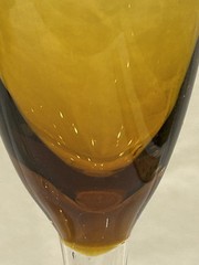 Amber Champagne Flutes Bell Shape Glasses W/ Clear Stems Holds 8oz. Set of 2