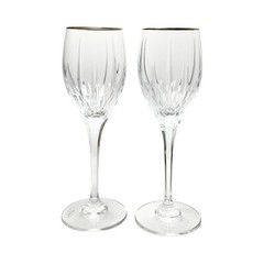 Mikasa “Golden Lights” Pair of Crystal Water Glasses 9” 10oz