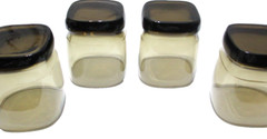 Libbey Glass Barware Set of 4 Rocks Smoke Brown Carrington Square 3 3/4″ Tall