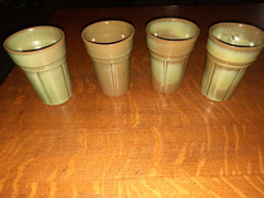 Set of 4 Frankoma 94L Wagon Wheel Prairie Green Tumblers