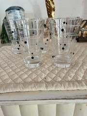 Salviati Coriandoli ONE highball glass black dots etched swirls 5+ inches high