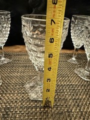 Set Of 8 Vintage Fostoria American Clear Hex Footed Water Or Wine Glasses