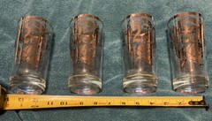 Vtg. 25th Wedding Anniv. Tumbler Glass Silver Rim Silver Floral Design Set Of 4