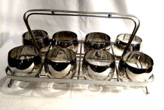 Vitreon Queens Silver Fade Lusterware Roly Poly 8 Glasses in Chrome Tray