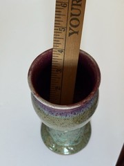 Vintage Handmade Studio Art Unique Wine Goblet Set Of 2 Signed EUC Green Purple