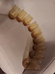 Vintage Anchor Hocking(SET OF 9) Regal Amber Smooth beverage Glasses-optic swirl