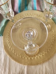 3 Mikasa 9″T Antique White Lace Middle Floral Crystal Water Goblets Gold Trim