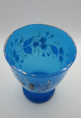 Antique French Blue Opaline Enameled Glass Tumbler