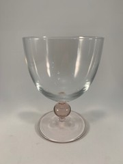 Vintage Clear Bowl Wine Glass Goblet – Pink Ball Stem Base – Set of 3