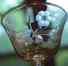 Vintage Set 3 ROCK SHARPE Liquor Cocktail Glasses ‘BLOSSOMS’ Stem 3007 Floral 5″
