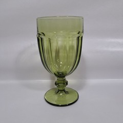 Libbey Duratuff Gibraltar Olive Green Glass Goblet 7″ Water Tea 16oz USA Vintage