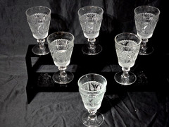 Westmoreland Princess Feather Water Goblet 5.875″ Clear Glass Set of 6
