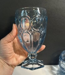 Fostoria Glass Co USA Moonstone Blue Iced Tea Glasses Set Of 5! Barware Vintage