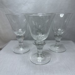 Iris By Artland Clear Seeded Bubble Art Glass Footed Water Goblets Wine Glasses