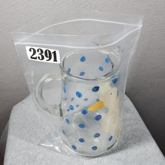 Vintage Country Goose Kitchen Pitcher Hand Painted Anchor Hocking Farmhouse Folk