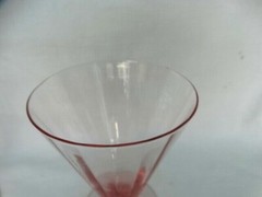 Fry Pink Glass Regular Optic 11.5 oz Footed Tumbler Very Good Used Condition