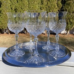 Vintage Galway Terese Wine Glasses Water Goblet Irish Crystal Discontinued 1970s