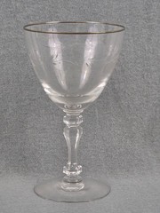 Vintage Lenox Crystal Jewel Platinum Rim Wine Glass Goblet – Etched Floral