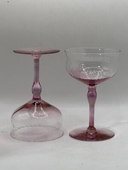 Pair Vintage Glass Purple Amethyst Cocktail Glasses MCM Retro Barware Kitchen