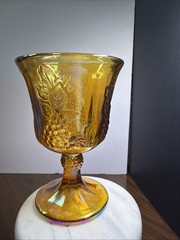 Indiana Glass, Iridescent Amber, Harvest Grape, Goblet